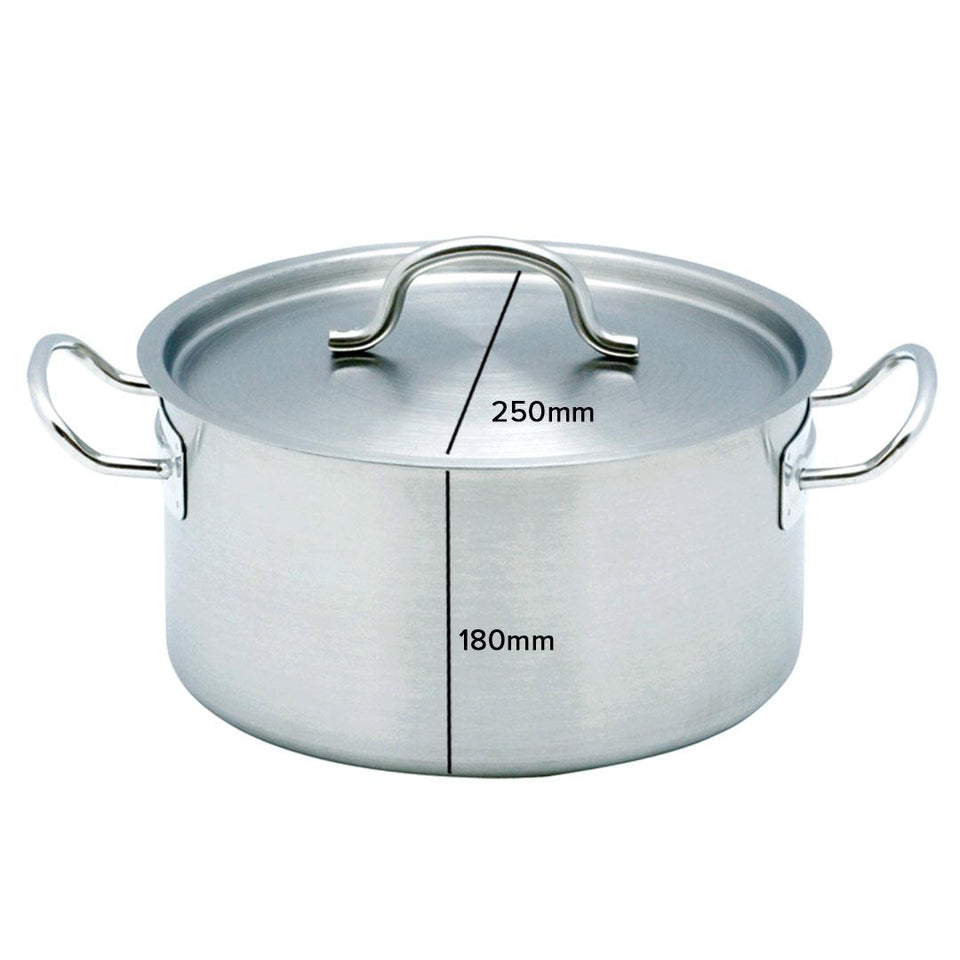 SOGA Stock Pot 9L Top Grade Thick Stainless Steel Stockpot 18/10