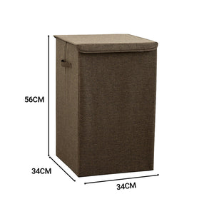 SOGA 2X Coffee Medium Collapsible Laundry Hamper Storage Box Foldable Canvas Basket Home Organiser Decor