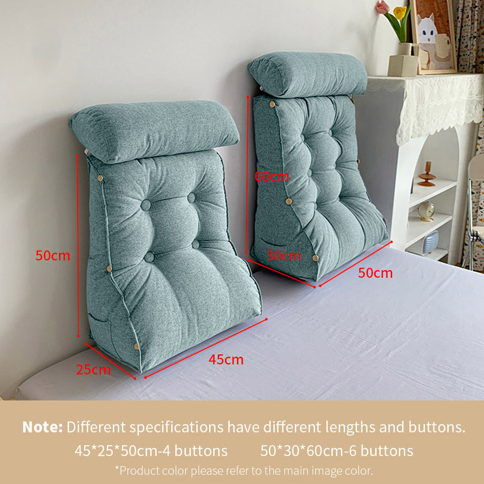 SOGA 2X 45cm Green Triangular Wedge Lumbar Pillow Headboard Backrest Sofa Bed Cushion Home Decor