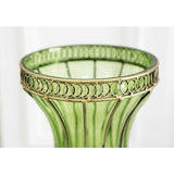 SOGA 67cm Green Glass Tall Floor Vase with 10pcs White Artificial Fake Flower Set