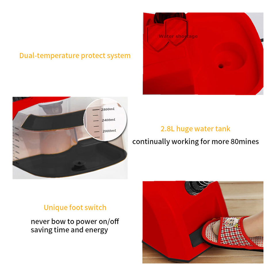 SOGA Garment Steamer Portable Cleaner Steam Iron 80MINS Red