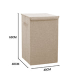 SOGA Beige Large Collapsible Laundry Hamper Storage Box Foldable Canvas Basket Home Organiser Decor