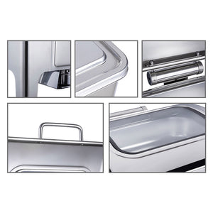 SOGA 9L Rectangular Stainless Steel Soup Warmer Roll Top Chafer Chafing Dish Set with Glass Visual Window Lid