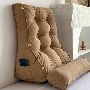 SOGA 45cm Khaki Triangular Wedge Lumbar Pillow Headboard Backrest Sofa Bed Cushion Home Decor