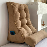SOGA 45cm Khaki Triangular Wedge Lumbar Pillow Headboard Backrest Sofa Bed Cushion Home Decor