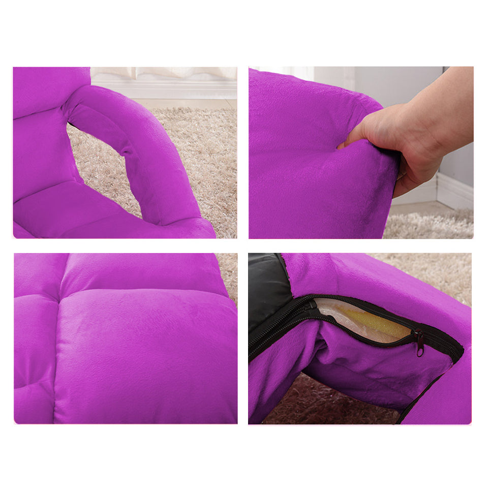 SOGA 2X Foldable Lounge Cushion Adjustable Floor Lazy Recliner Chair with Armrest Purple