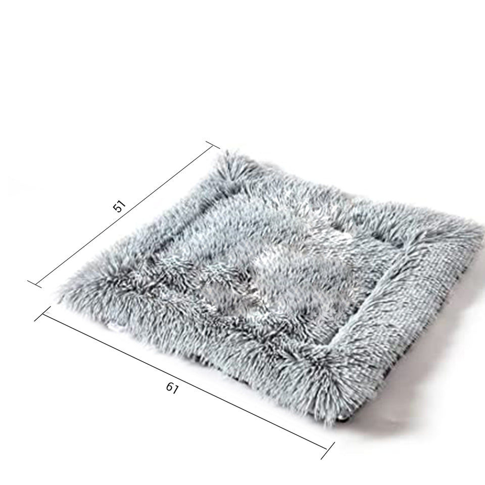 SOGA Black Dual-purpose Cushion Nest Cat Dog Bed Warm Plush Kennel Mat Pet Home Travel Essentials