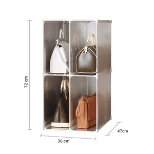 SOGA 2 Tier Multifunctional PP Plastic Bag Box Portable Cubby DIY Storage Shelves Stackable Handbag Purse Organiser