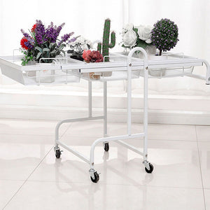 SOGA 2X 3 Tier Steel White Adjustable Kitchen Cart Multi-Functional Shelves Storage Organizer with Wheels