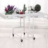 SOGA 2X 3 Tier Steel White Adjustable Kitchen Cart Multi-Functional Shelves Storage Organizer with Wheels