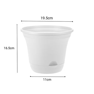 SOGA 19.5cm White Plastic Plant Pot Self Watering Planter Flower Bonsai Indoor Outdoor Garden Decor Set of 2