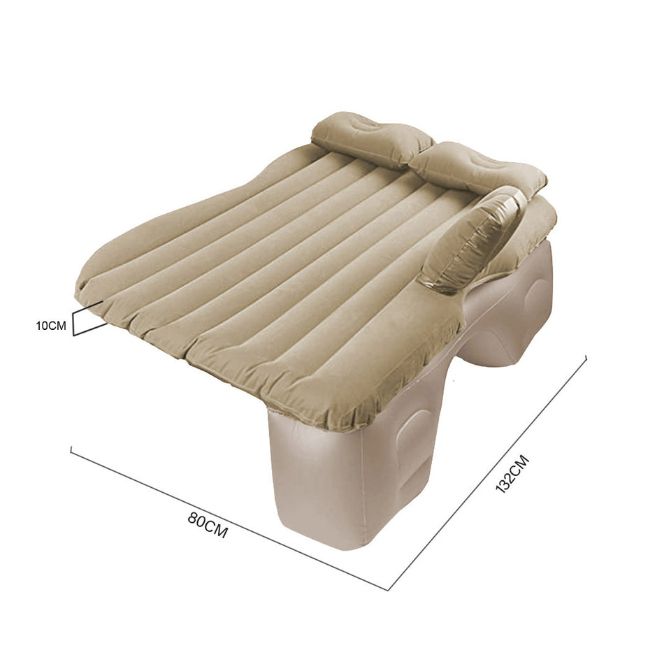 SOGA 2X Beige Stripe Inflatable Car Mattress Portable Camping Rest Air Bed Travel Compact Sleeping Kit Essentials