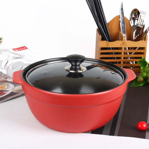 2X 3.5L Ceramic Casserole Stew Cooking Pot with Glass Lid Green