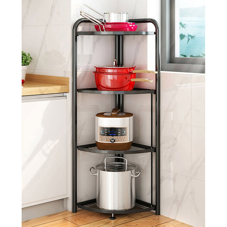 SOGA 2X 4 Tier Steel Triangular Corner Stand Portable Storage Organize