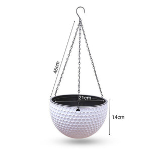 SOGA 2-Pack White Medium Hanging Resin Self-Watering Flower Pot Planter