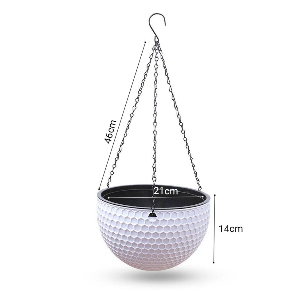 SOGA 2-Pack White Medium Hanging Resin Self-Watering Flower Pot Planter