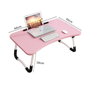 SOGA 2X Pink Portable Bed Table Adjustable Foldable Bed Sofa Study Table Laptop Mini Desk with Notebook Stand Card Slot Holder Home Decor