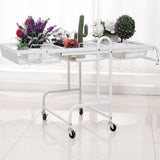 SOGA 3 Tier Steel White Adjustable Kitchen Cart Multi-Functional Shelves Storage Organizer with Wheels