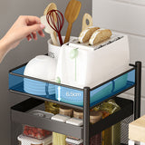 SOGA 3 Tier Steel Square Rotating Kitchen Cart Multi-Functional Shelves Portable Storage Organizer with Wheels