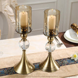 SOGA 43cm Glass Candle Holder Candle Stand Glass/Metal