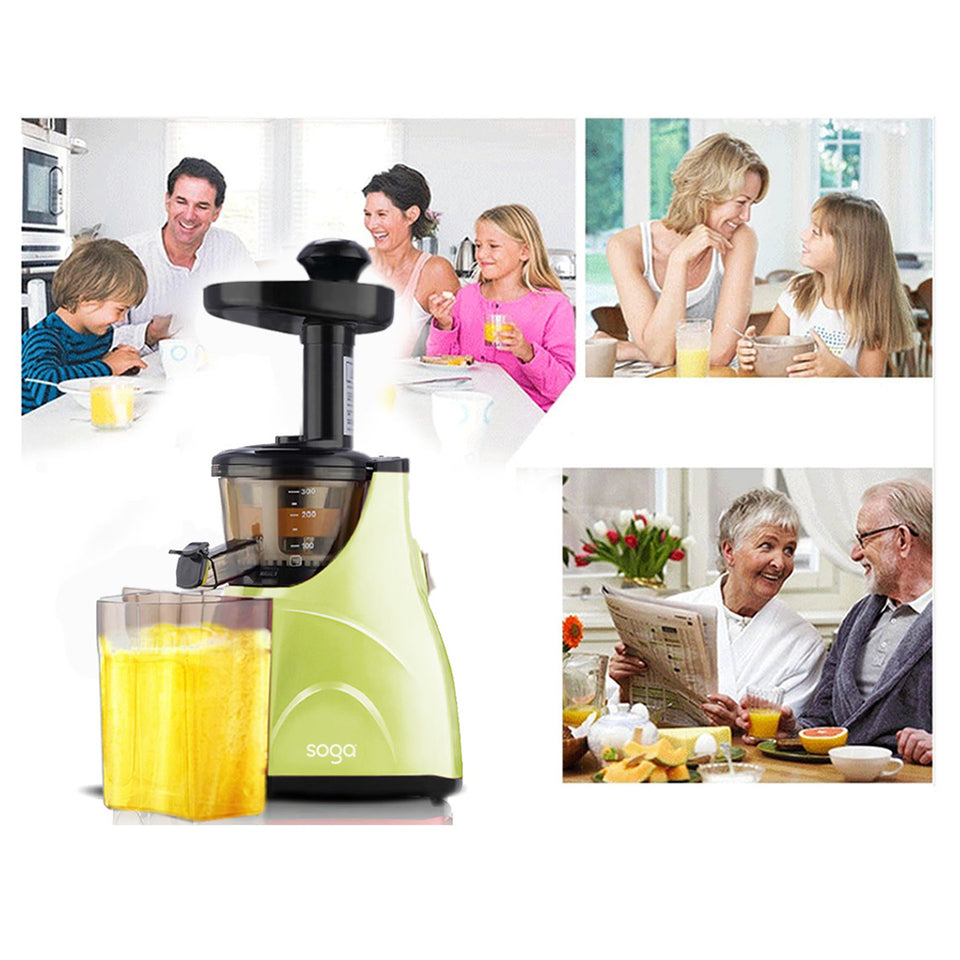 SOGA 2X Slow Juicer Premium Masticating Electric Vegetable Juice Extractor Green