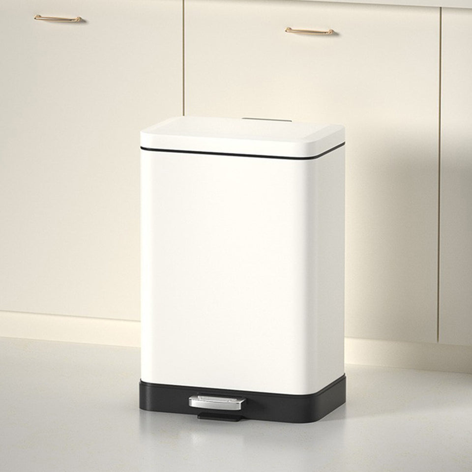 SOGA 2-Pack 12L White Stainless Steel Foot Pedal Trash Bin