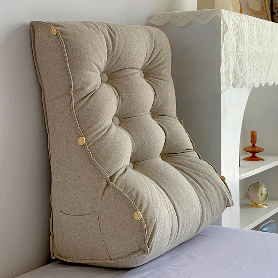 SOGA 2X 45cm White Triangular Wedge Lumbar Pillow Headboard Backrest Sofa Bed Cushion Home Decor