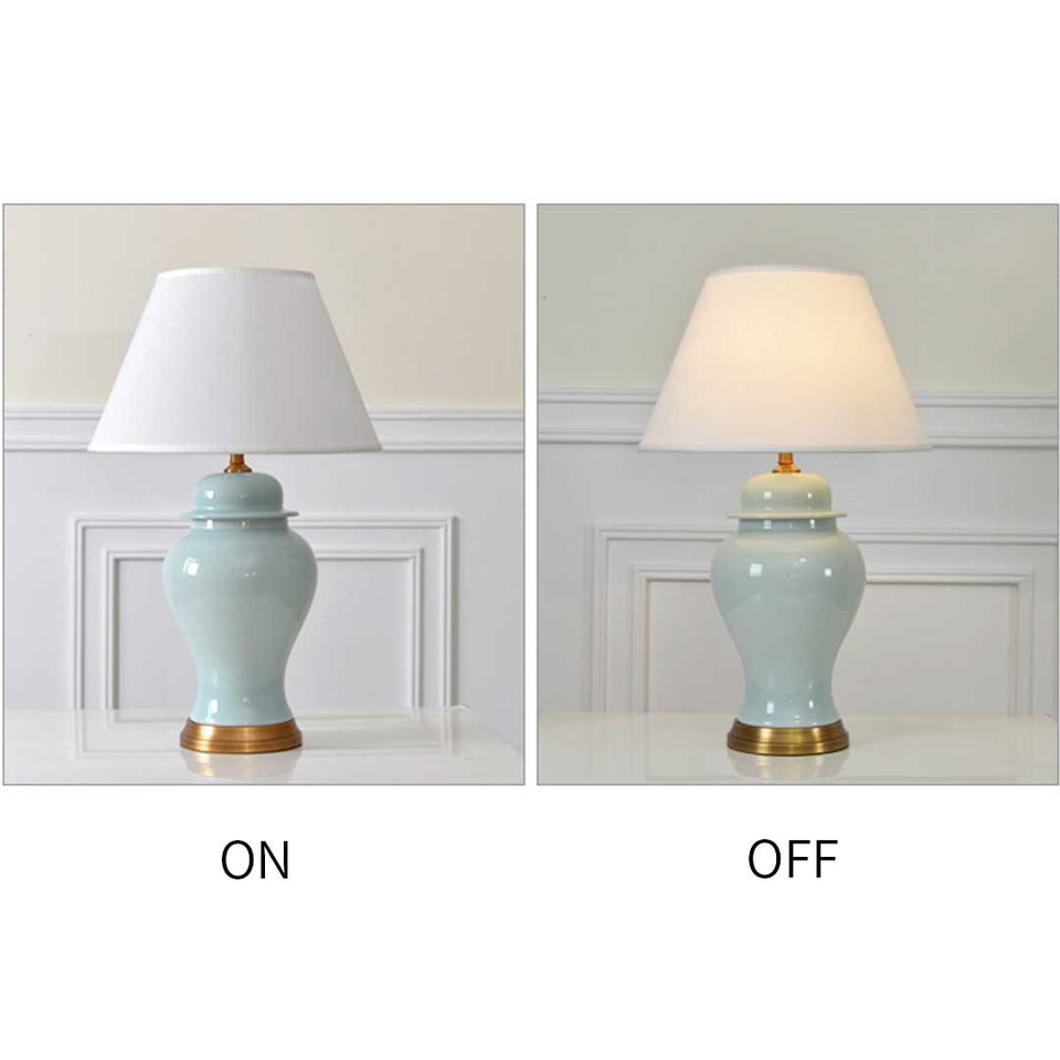 SOGA 4X Oval Ceramic Table Lamp with Gold Metal Base Desk Lamp Blue