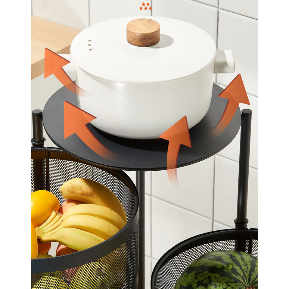 SOGA 2X 5 Tier Steel Round Rotating Kitchen Cart Multi-Functional Shelves Storage Organizer with Wheels