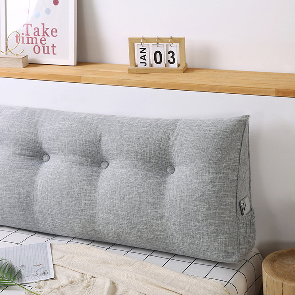 SOGA 120cm Silver Triangular Wedge Bed Pillow Headboard Backrest Bedside Tatami Cushion Home Decor