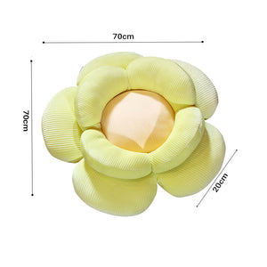 SOGA Green Double Flower Shape Cushion Soft Bedside Floor Plush Pillow Home Decor