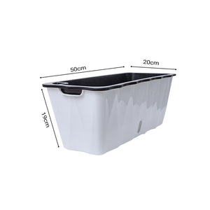 SOGA 2-Pack Large White Rectangular Plastic Flowerpot for Outdoor Garden