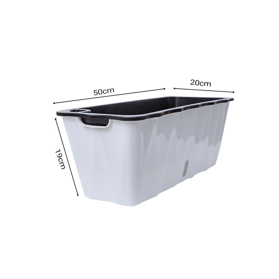SOGA 2-Pack Large White Rectangular Plastic Flowerpot for Outdoor Garden