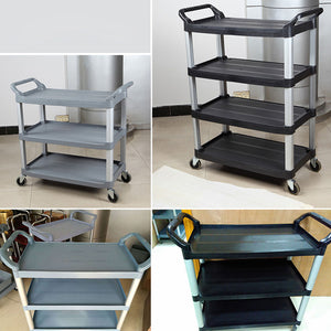 SOGA 4 Tier Food Trolley Portable Kitchen Cart Multifunctional Big Utility Service with wheels 950x500x1270mm Black