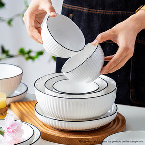 SOGA White Japanese Style Ceramic Dinnerware Crockery Soup Bowl Plate Server Kitchen Home Decor Set of 7