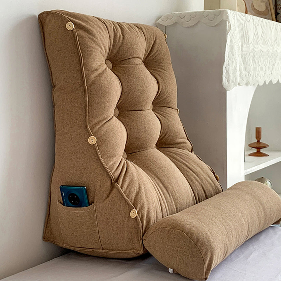 SOGA 2X 60cm Khaki Triangular Wedge Lumbar Pillow Headboard Backrest Sofa Bed Cushion Home Decor