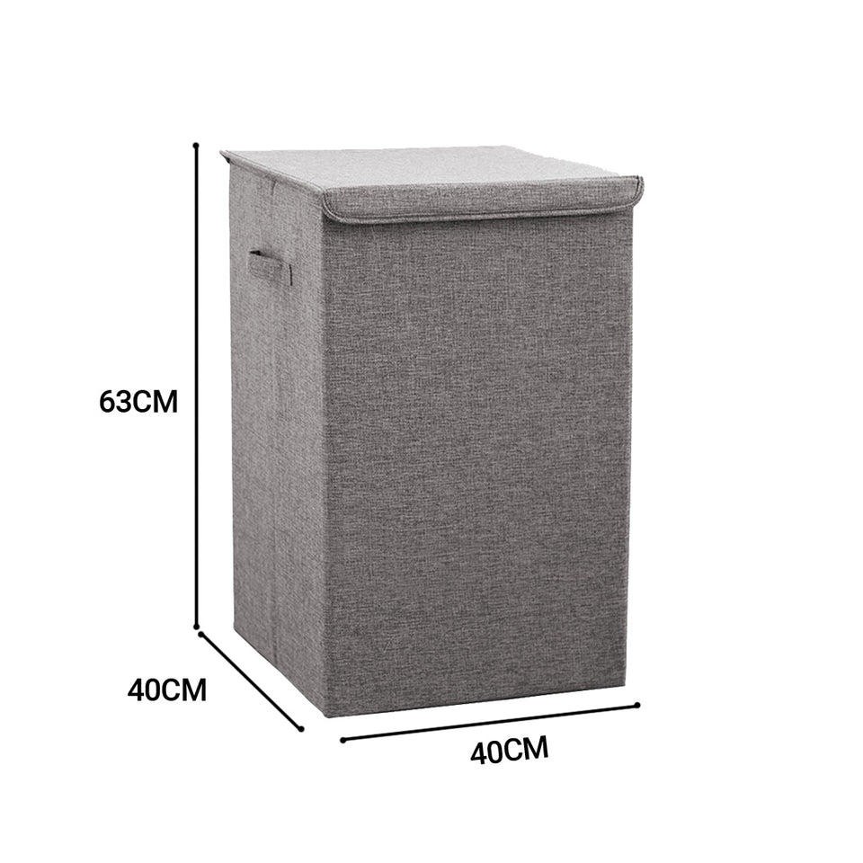 SOGA Grey Large Collapsible Laundry Hamper Storage Box Foldable Canvas Basket Home Organiser Decor