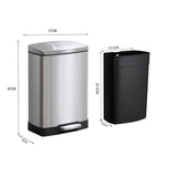 SOGA 2X Foot Pedal Stainless Steel Rubbish Recycling Garbage Waste Trash Bin Rectangular Shape 12L Silver