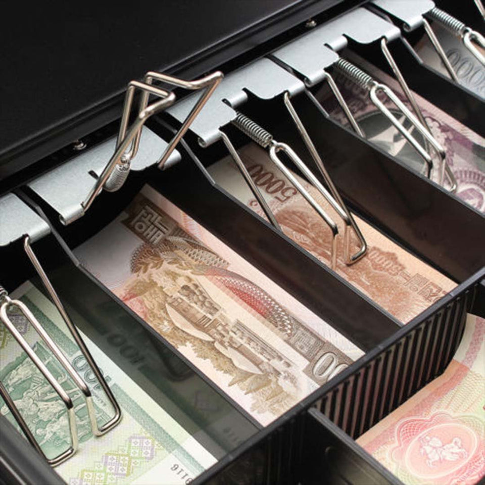 SOGA 2X 4 Bills 8 Coins Spare Cash Tray Black Heavy Duty