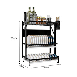 SOGA 2-Pack 3-Tier Steel Black Kitchen Drying Rack & Dish Drainer Organizer