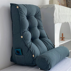 SOGA 45cm Grey Triangular Wedge Lumbar Pillow Headboard Backrest Sofa Bed Cushion Home Decor