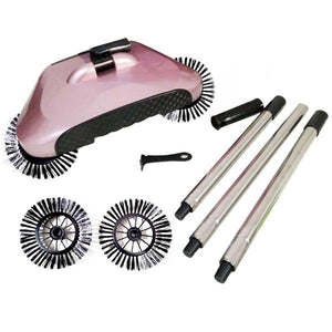 SOGA 2x Hand Push Sweeper Broom Lazy Auto Spin Household Cleaning No Electricity Purple
