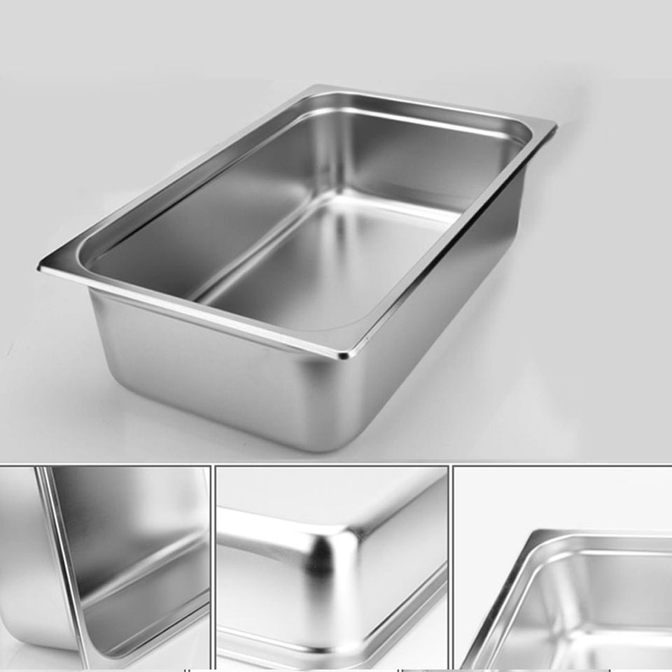 SOGA 2X Gastronorm GN Pan Full Size 1/1 GN Pan 15cm Deep Stainless Steel Tray