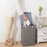 SOGA Grey Medium Collapsible Laundry Hamper Storage Box Foldable Canvas Basket Home Organiser Decor