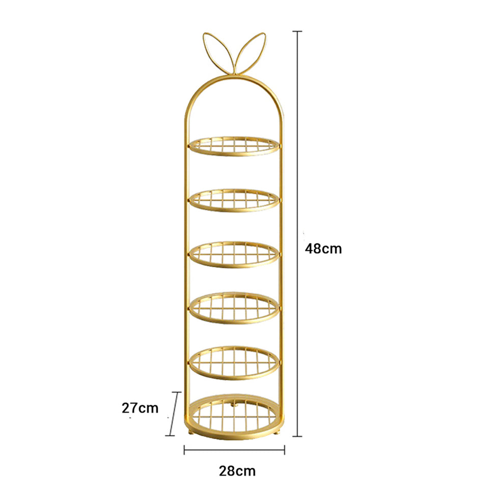 SOGA 2X 6 Tier Bunny Ears Gold Plated Metal Shoe Organizer Space Saving Portable Footwear Storage Shelf