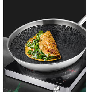 SOGA 18/10 Stainless Steel Fry Pan 30cm Frying Pan Top Grade Cooking Non Stick Interior Skillet with Lid
