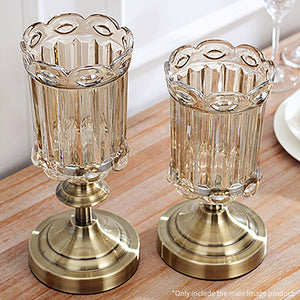 SOGA 28cm Transparent Glass Flower Vase with Metal Base Filler Vase