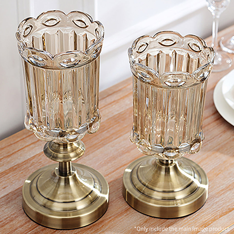 SOGA 28cm Transparent Glass Flower Vase with Metal Base Filler Vase