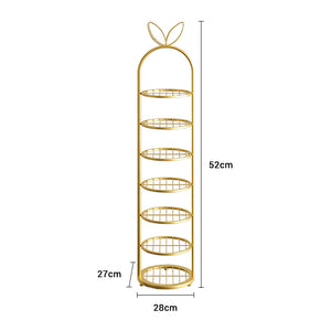 SOGA 7 Tier Bunny Ears Gold Plated Metal Shoe Organizer Space Saving Portable Footwear Storage Shelf