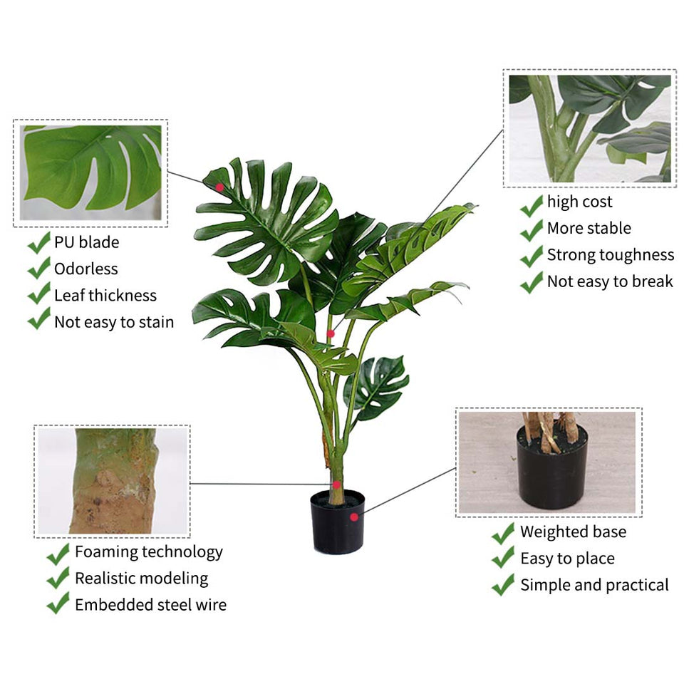 SOGA 4X 120cm Artificial Green Indoor Turtle Back Fake Decoration Tree Flower Pot Plant
